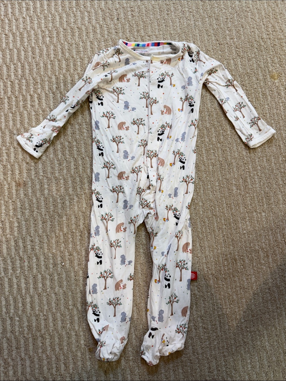 Magnetic Me Cream Animal & Tree Print Footed One-Piece